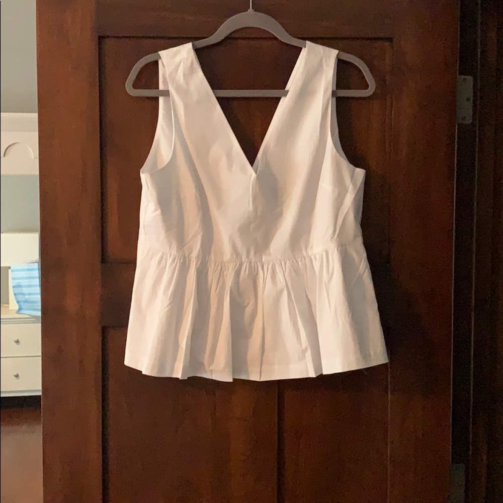 J Crew white flare top with zipper size 8 NWT